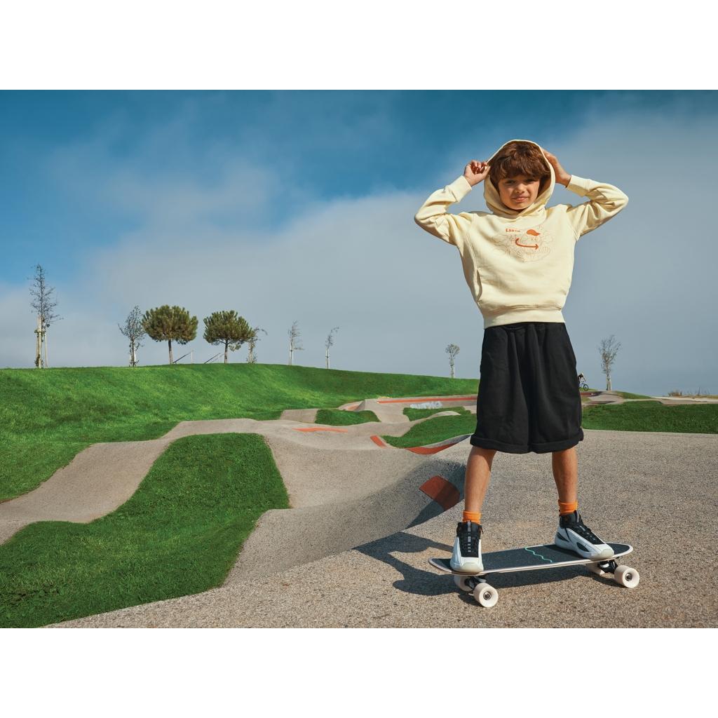 Iqoniq Yengo kids recycled cotton hoodie with sidepockets cream yellow 11 - 12 ani