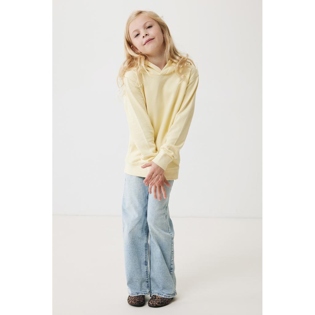Iqoniq Yengo kids recycled cotton hoodie with sidepockets cream yellow 11 - 12 ani