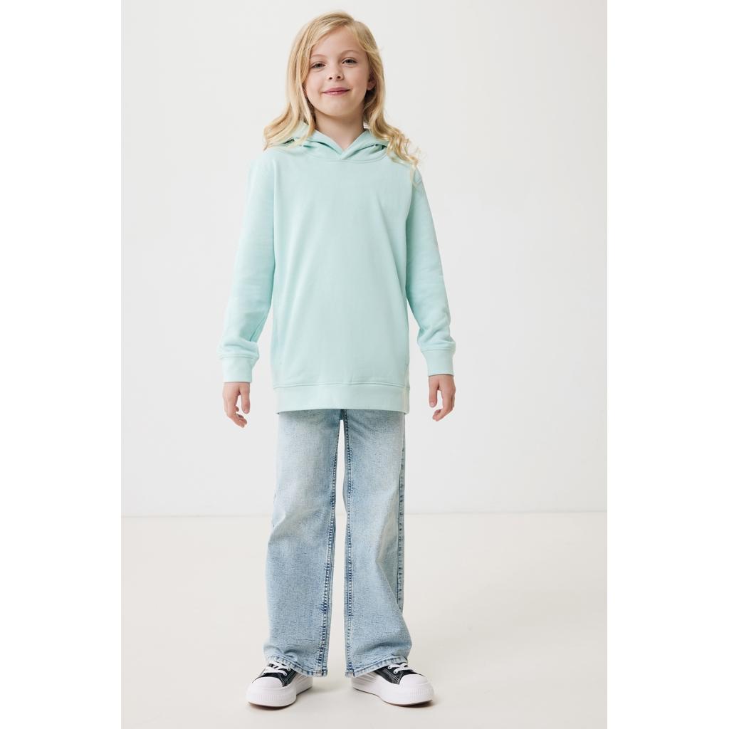Iqoniq Yengo kids recycled cotton hoodie with sidepockets crushed mint 5 - 6 ani
