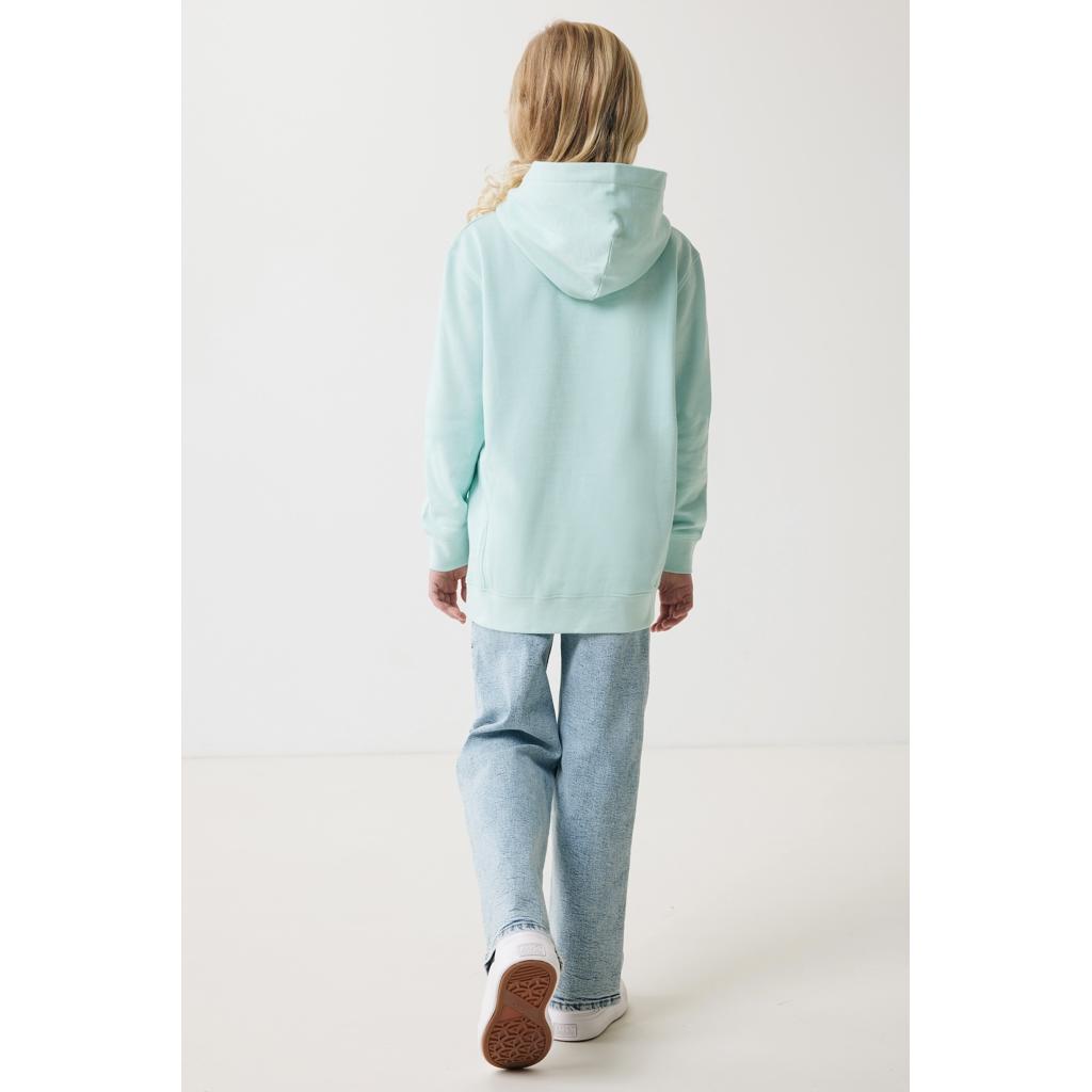 Iqoniq Yengo kids recycled cotton hoodie with sidepockets crushed mint 5 - 6 ani