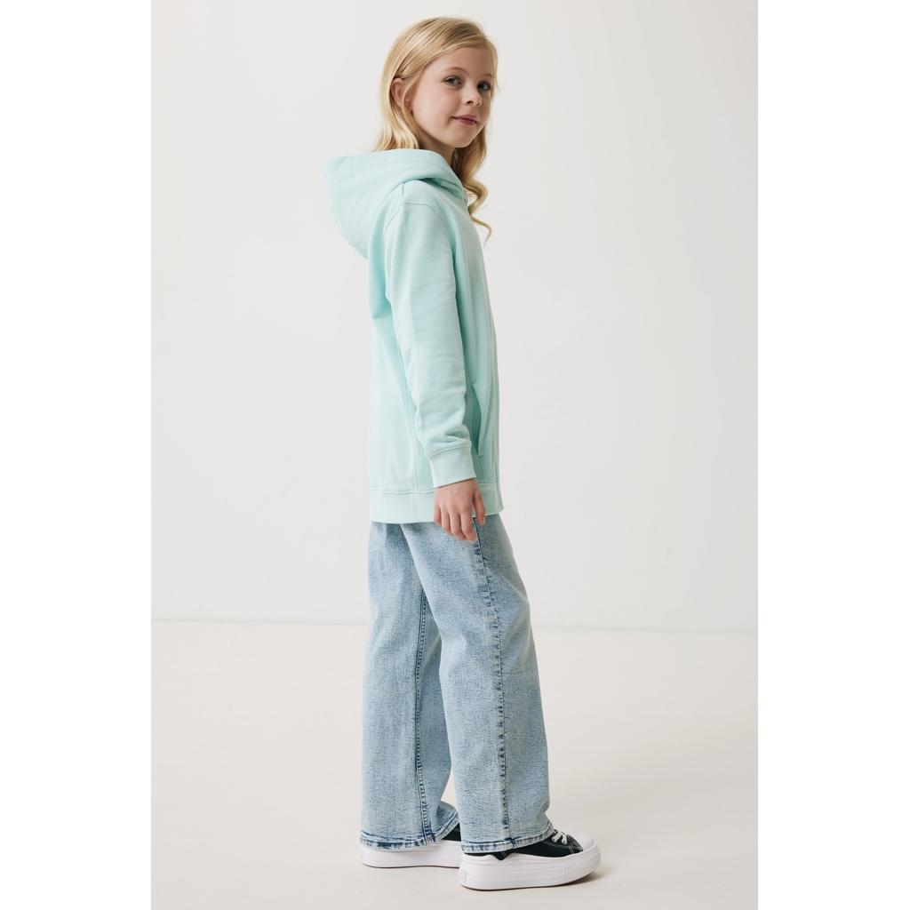Iqoniq Yengo kids recycled cotton hoodie with sidepockets crushed mint 5 - 6 ani