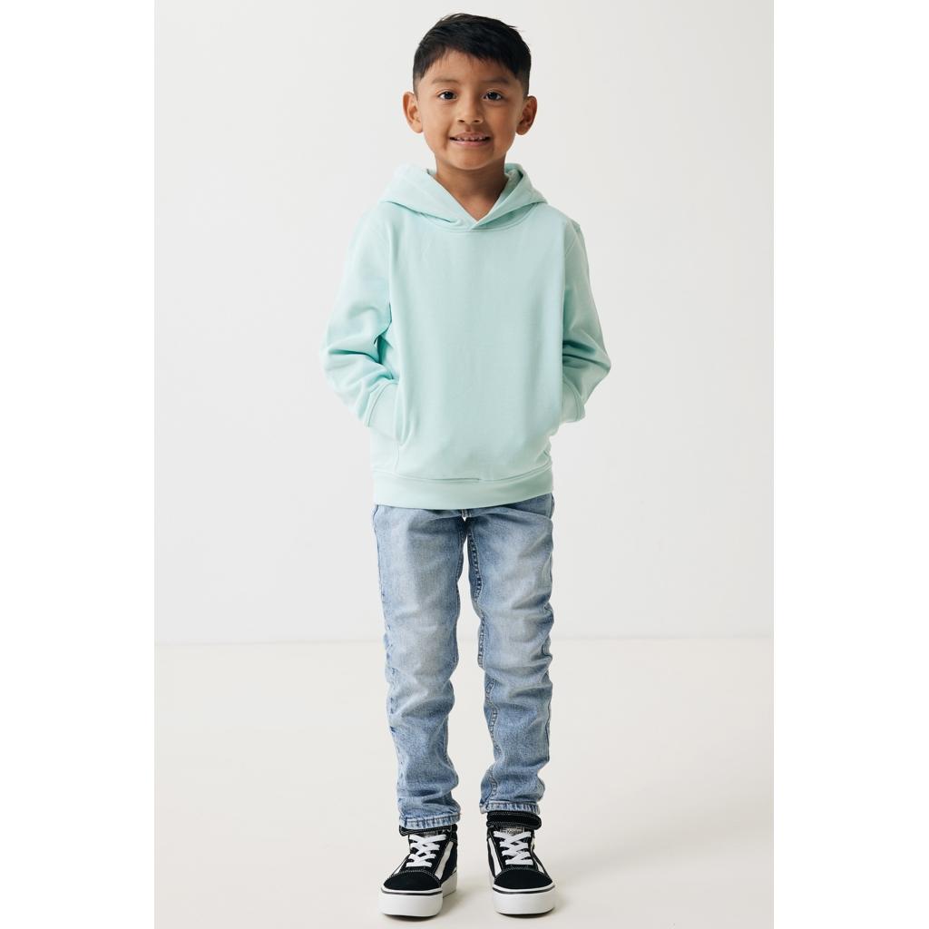 Iqoniq Yengo kids recycled cotton hoodie with sidepockets crushed mint 5 - 6 ani