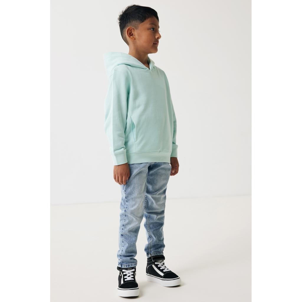 Iqoniq Yengo kids recycled cotton hoodie with sidepockets crushed mint 5 - 6 ani