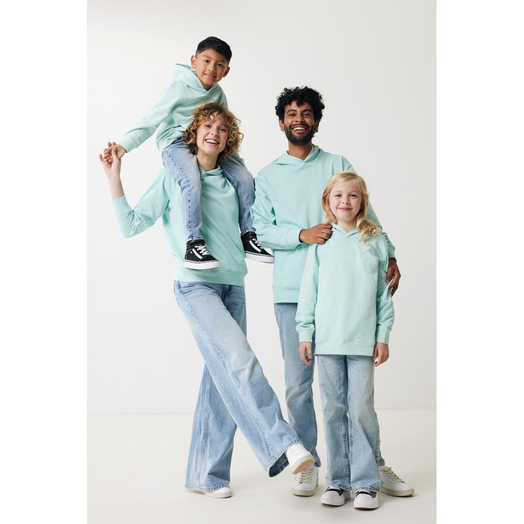 Iqoniq Yengo kids recycled cotton hoodie with sidepockets crushed mint 5 - 6 ani