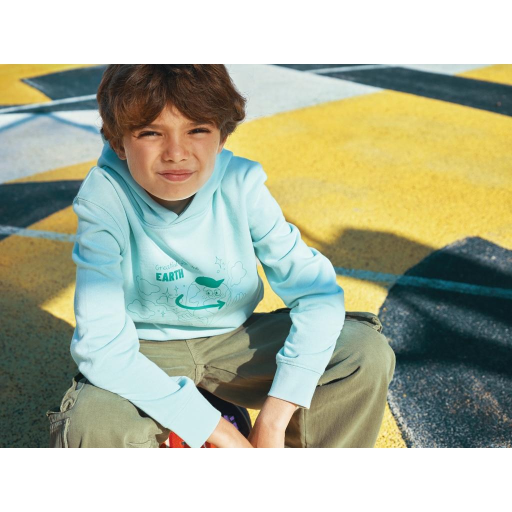 Iqoniq Yengo kids recycled cotton hoodie with sidepockets crushed mint 5 - 6 ani