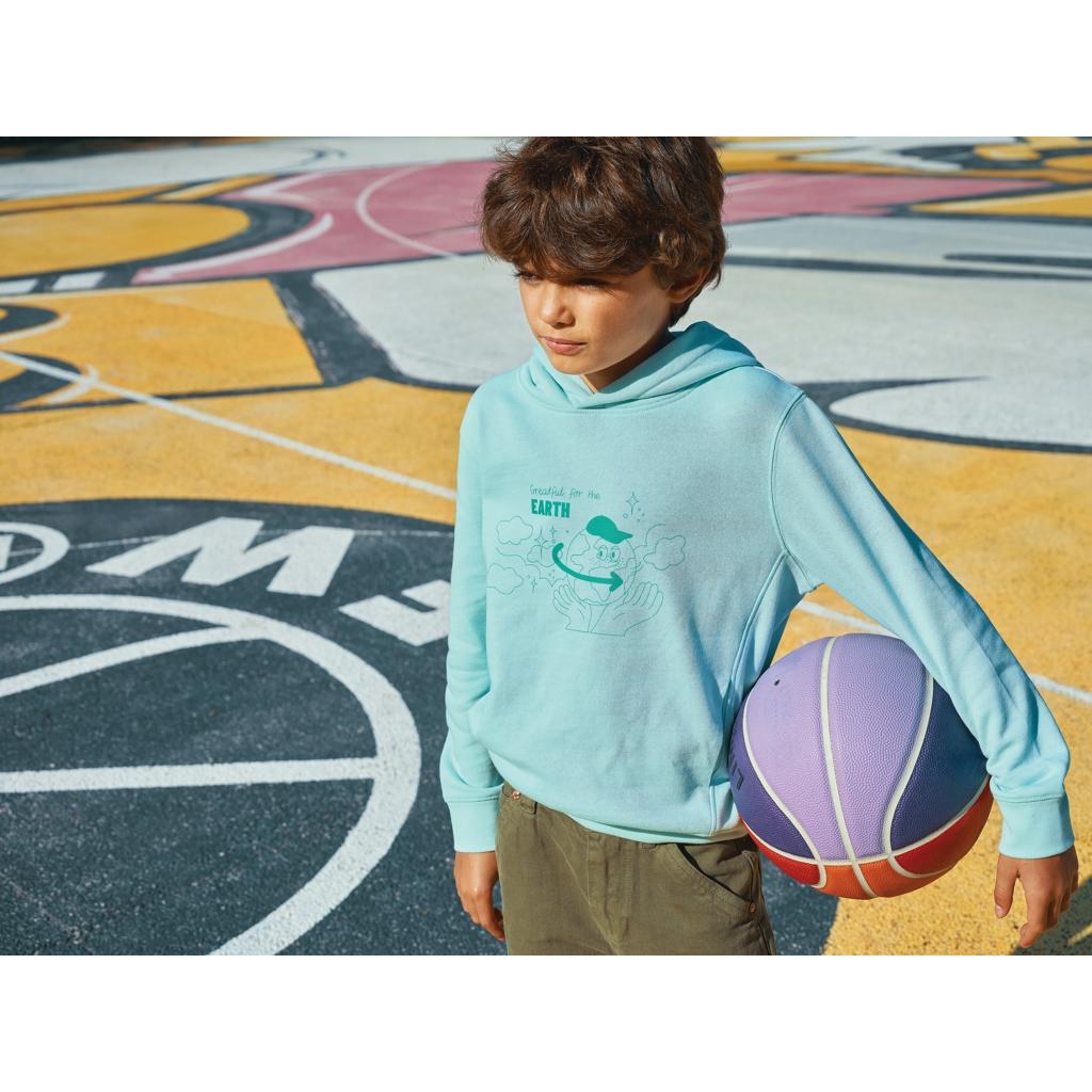 Iqoniq Yengo kids recycled cotton hoodie with sidepockets crushed mint 5 - 6 ani