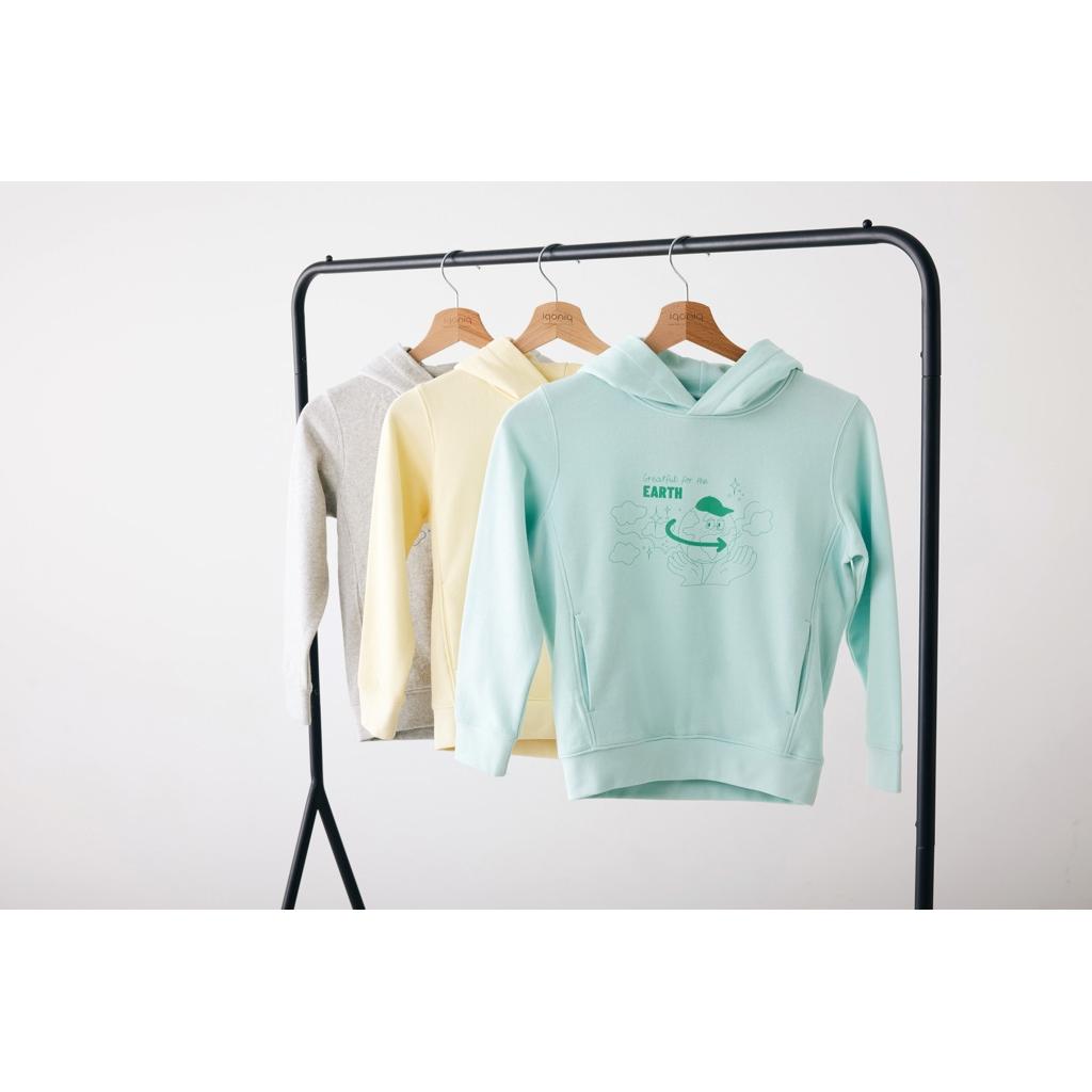 Iqoniq Yengo kids recycled cotton hoodie with sidepockets crushed mint 5 - 6 ani