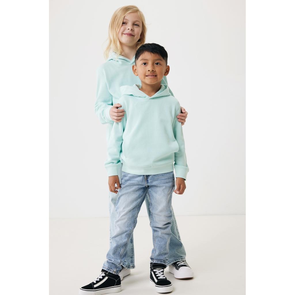 Iqoniq Yengo kids recycled cotton hoodie with sidepockets crushed mint 5 - 6 ani