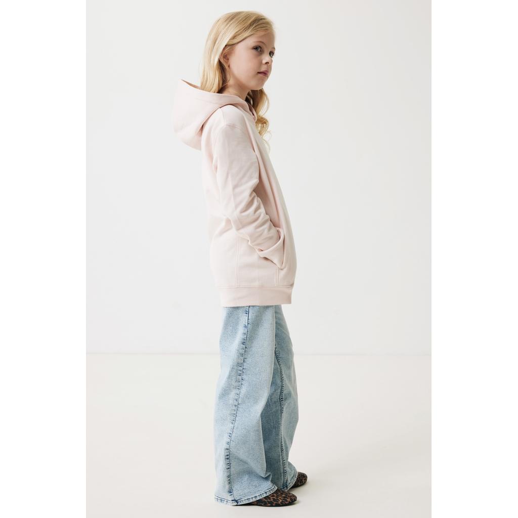 Iqoniq Yengo kids recycled cotton hoodie with sidepockets cloud pink 5 - 6 ani