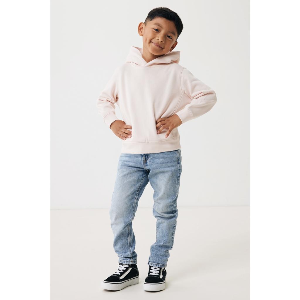 Iqoniq Yengo kids recycled cotton hoodie with sidepockets cloud pink 5 - 6 ani