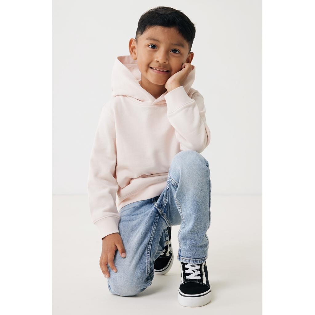 Iqoniq Yengo kids recycled cotton hoodie with sidepockets cloud pink 5 - 6 ani