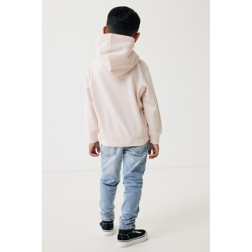 Iqoniq Yengo kids recycled cotton hoodie with sidepockets cloud pink 5 - 6 ani