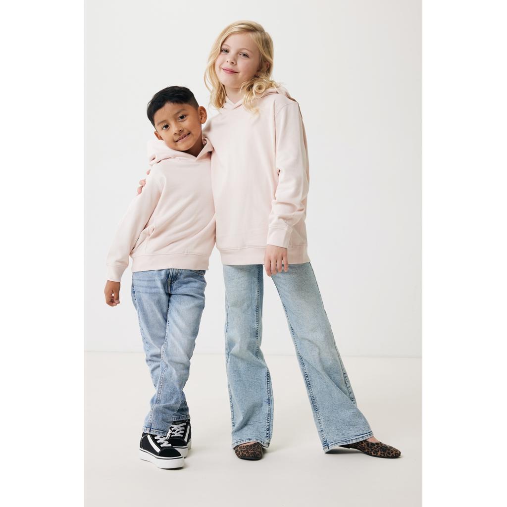 Iqoniq Yengo kids recycled cotton hoodie with sidepockets cloud pink 5 - 6 ani