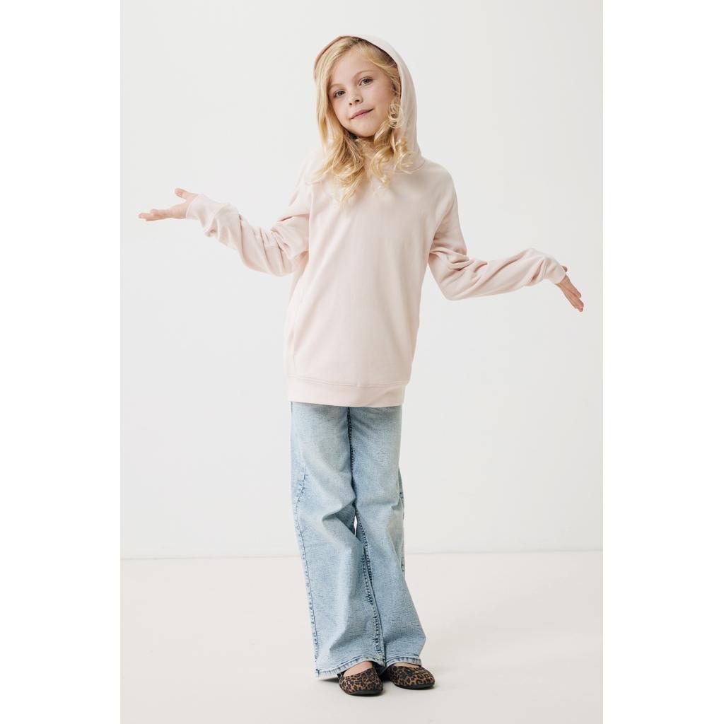 Iqoniq Yengo kids recycled cotton hoodie with sidepockets cloud pink 5 - 6 ani