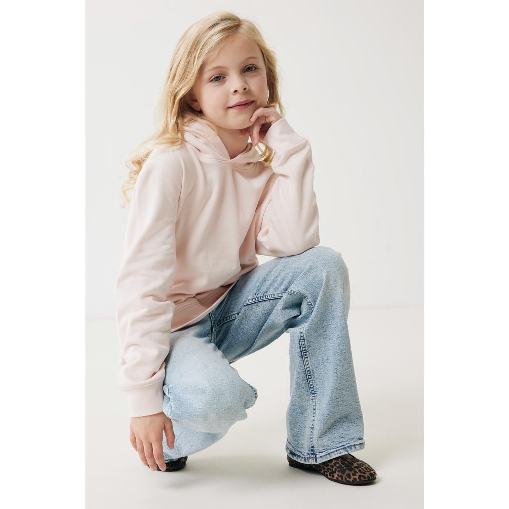 Iqoniq Yengo kids recycled cotton hoodie with sidepockets cloud pink 5 - 6 ani