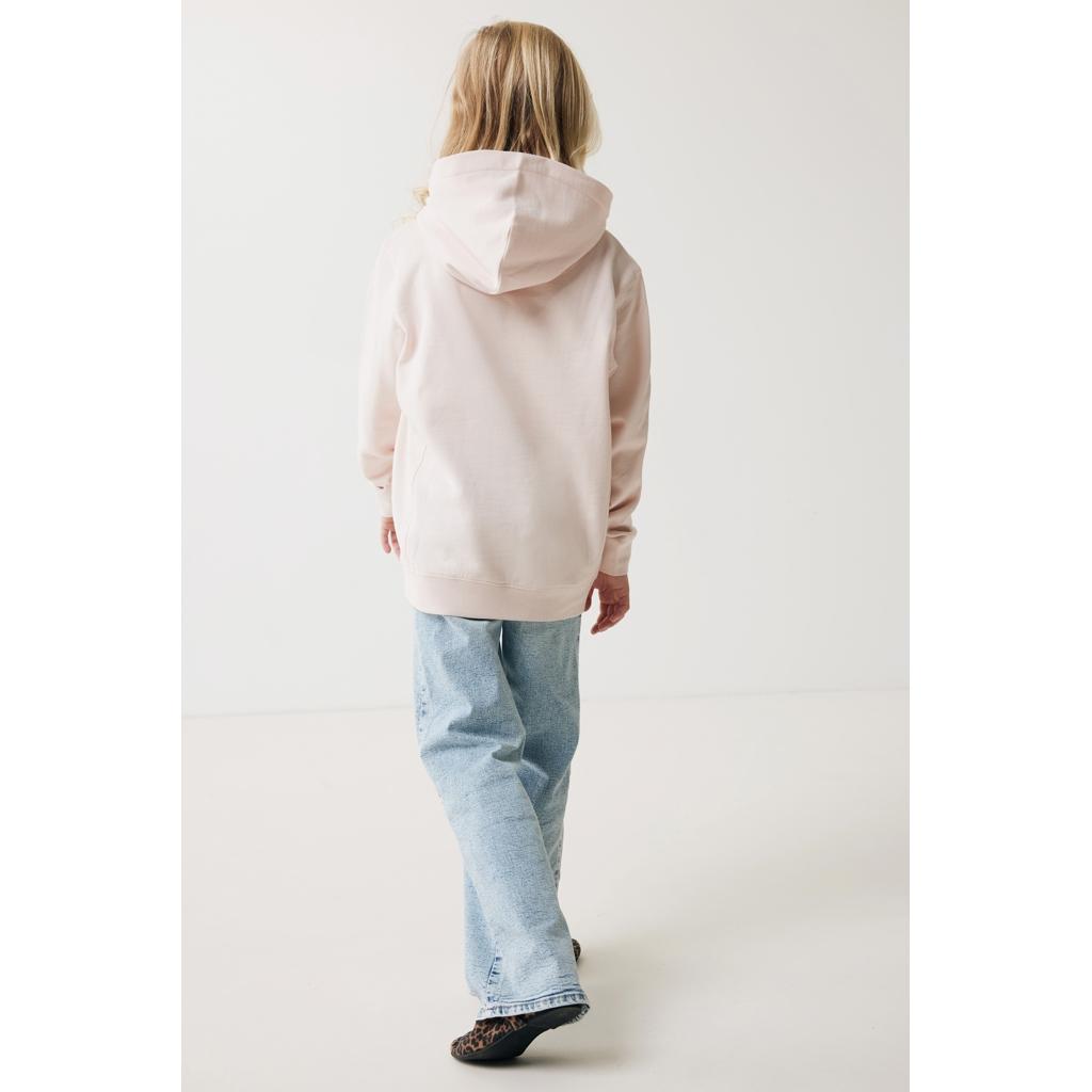 Iqoniq Yengo kids recycled cotton hoodie with sidepockets cloud pink 5 - 6 ani