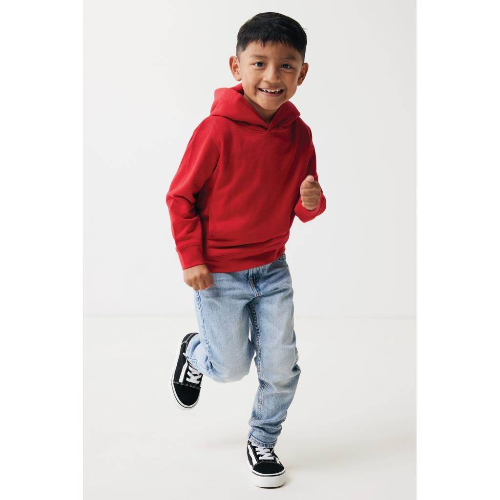 Iqoniq Yengo kids recycled cotton hoodie with sidepockets red 13 - 14 ani