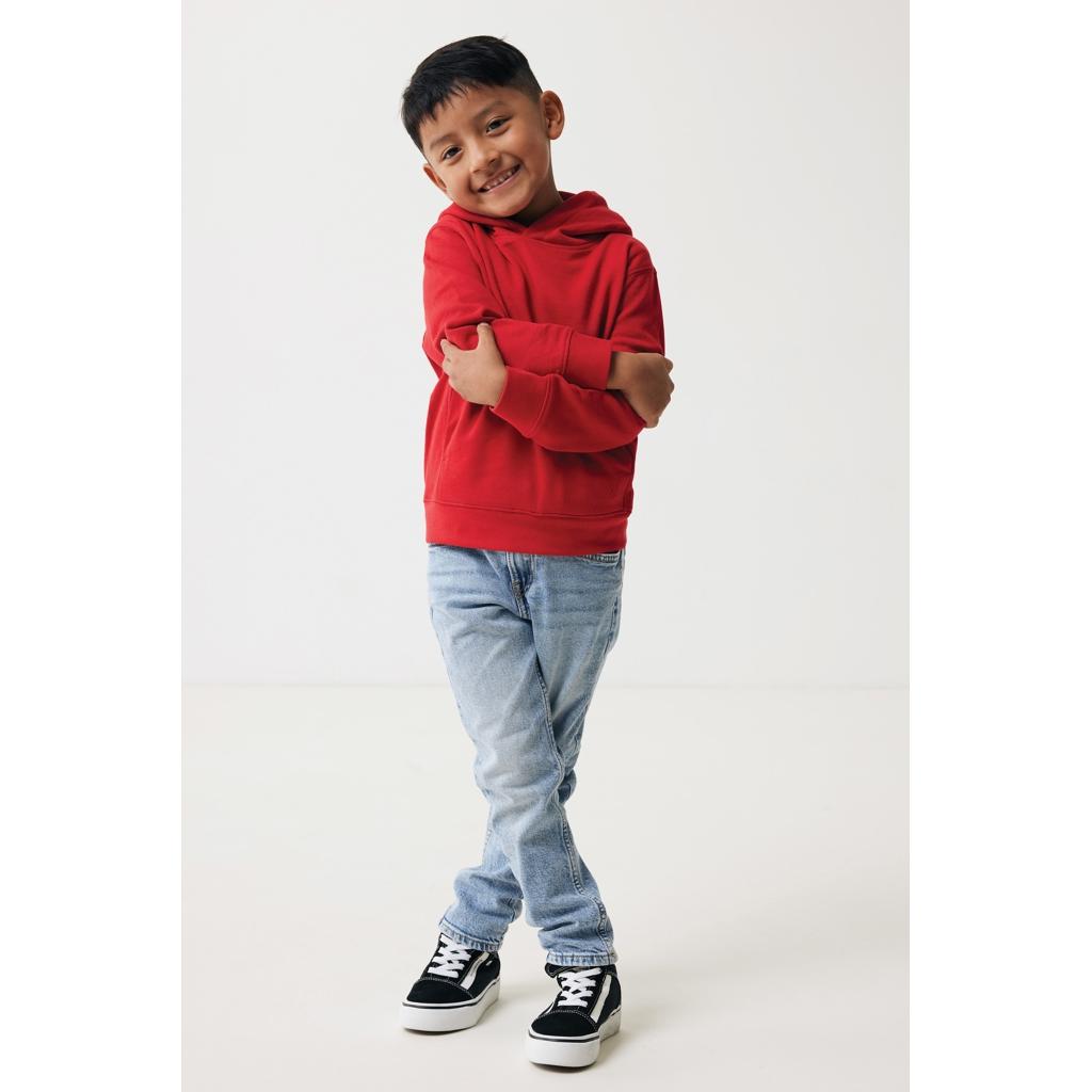 Iqoniq Yengo kids recycled cotton hoodie with sidepockets red 13 - 14 ani