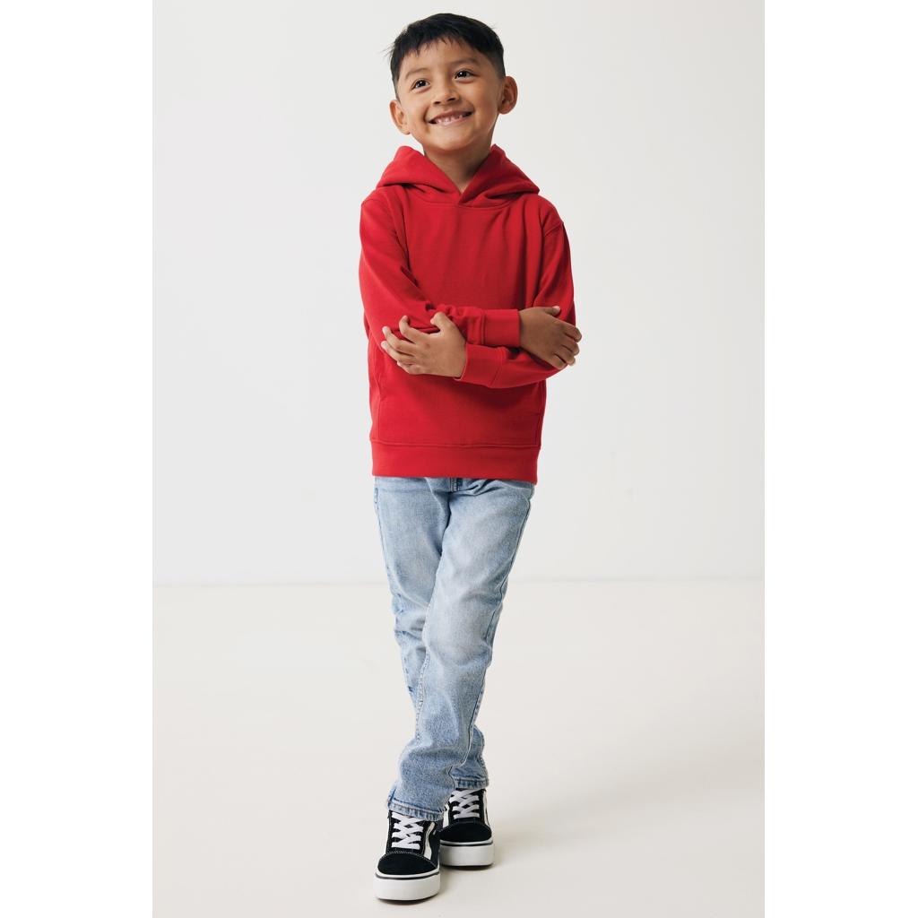 Iqoniq Yengo kids recycled cotton hoodie with sidepockets red 13 - 14 ani