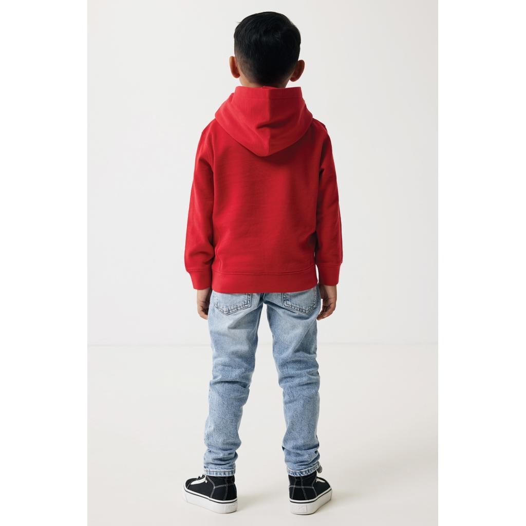 Iqoniq Yengo kids recycled cotton hoodie with sidepockets red 13 - 14 ani