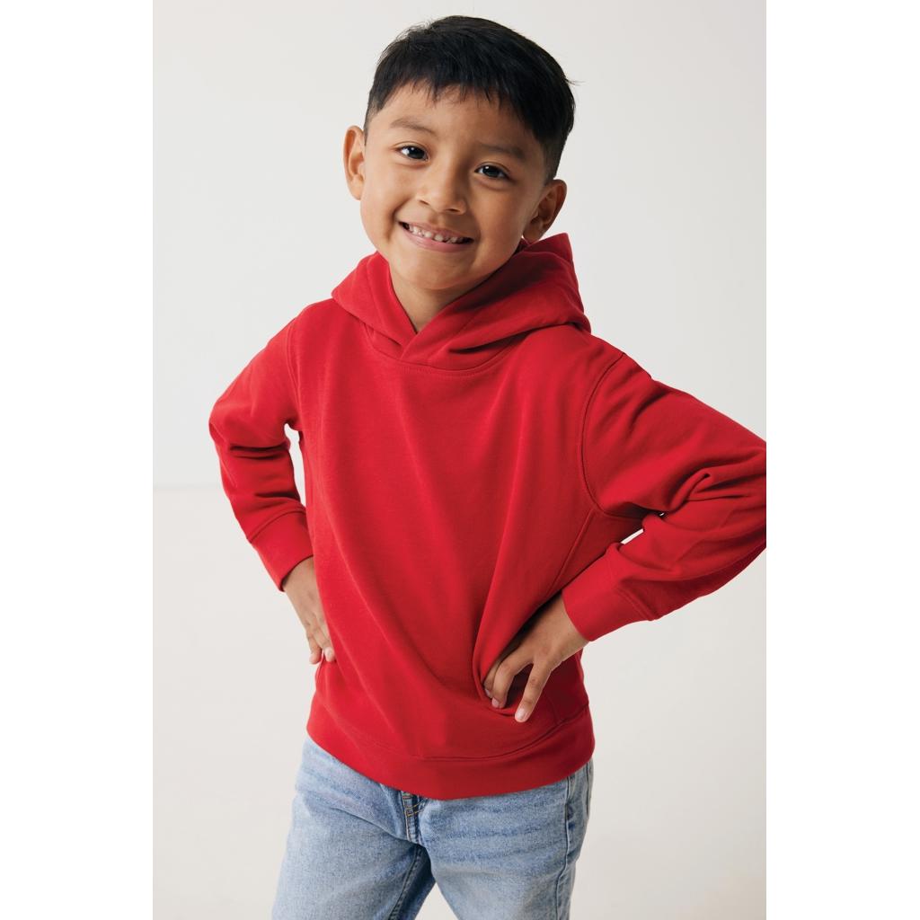 Iqoniq Yengo kids recycled cotton hoodie with sidepockets red 13 - 14 ani