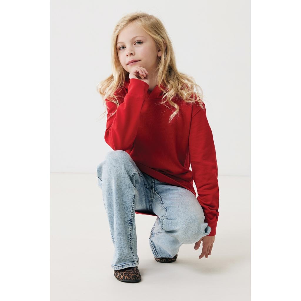 Iqoniq Yengo kids recycled cotton hoodie with sidepockets red 13 - 14 ani