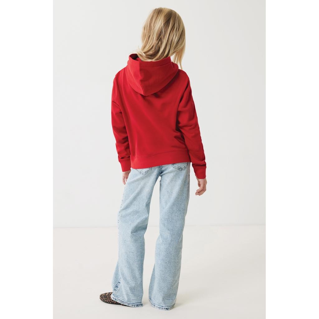Iqoniq Yengo kids recycled cotton hoodie with sidepockets red 13 - 14 ani