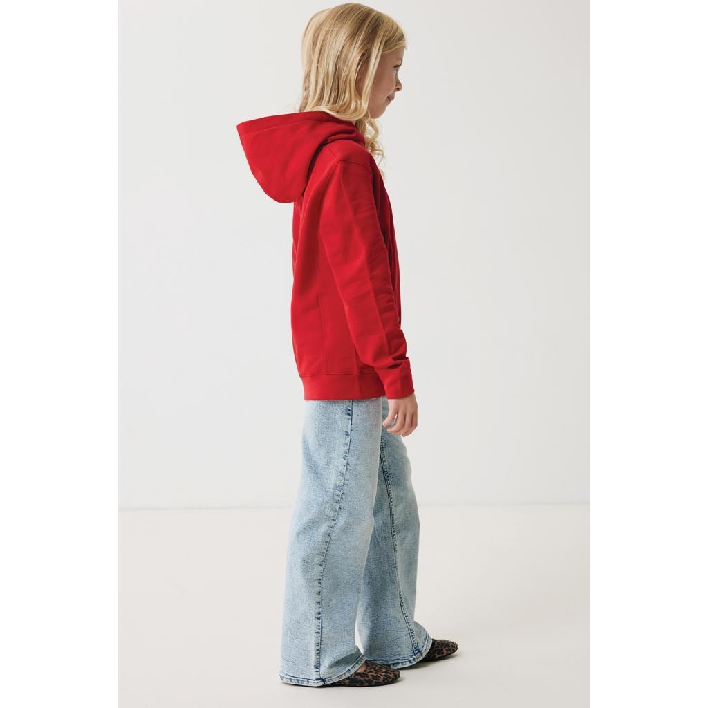 Iqoniq Yengo kids recycled cotton hoodie with sidepockets red 13 - 14 ani