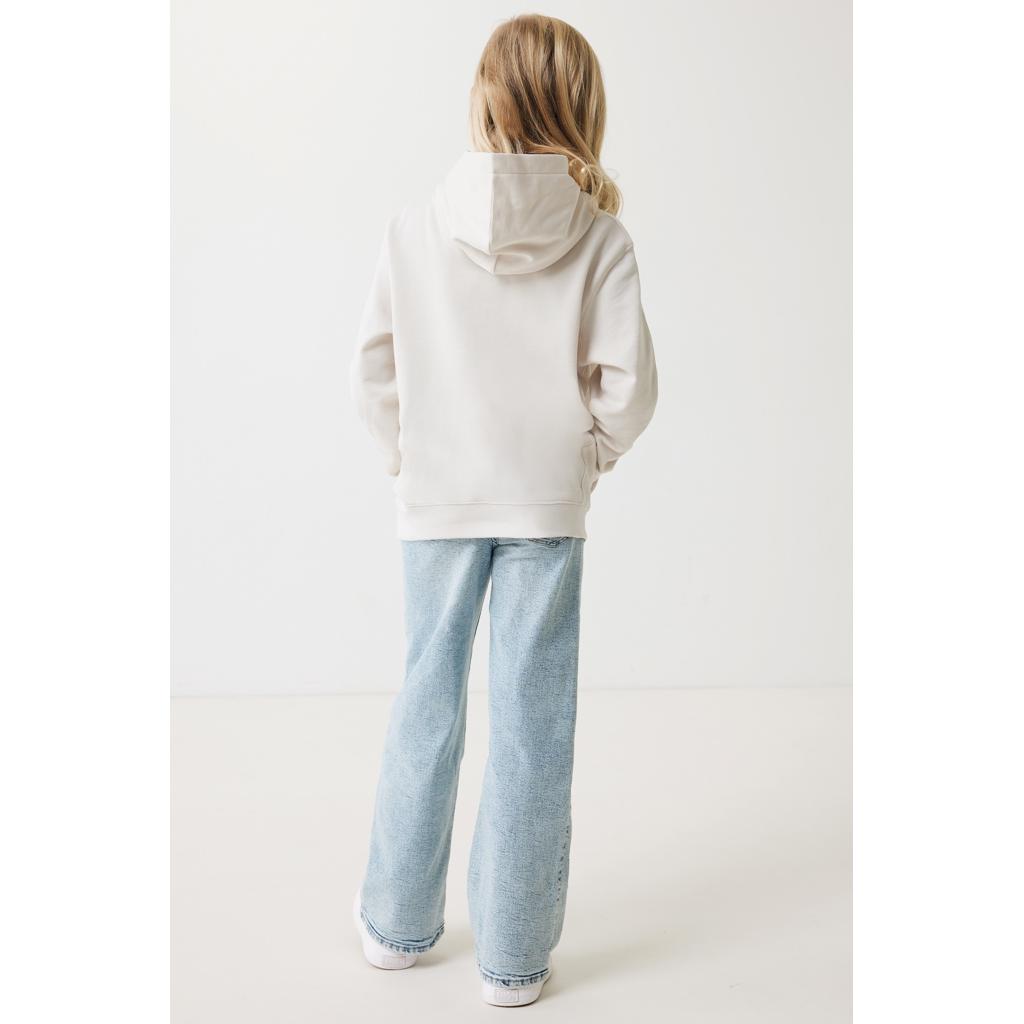 Iqoniq Yengo kids recycled cotton hoodie with sidepockets ivory white 11 - 12 ani