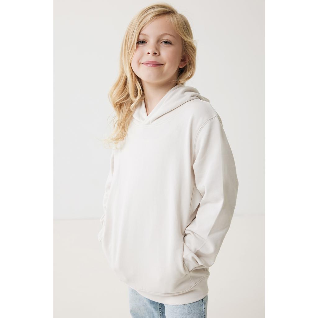 Iqoniq Yengo kids recycled cotton hoodie with sidepockets ivory white 11 - 12 ani