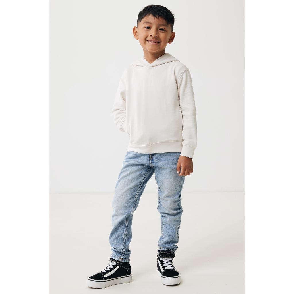 Iqoniq Yengo kids recycled cotton hoodie with sidepockets ivory white 11 - 12 ani