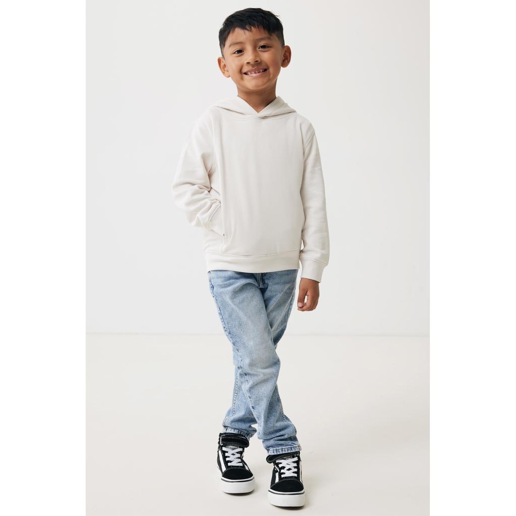Iqoniq Yengo kids recycled cotton hoodie with sidepockets ivory white 11 - 12 ani