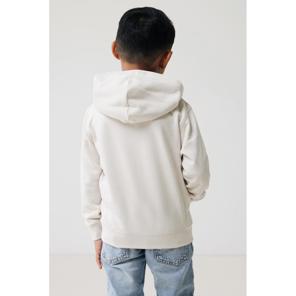 Iqoniq Yengo kids recycled cotton hoodie with sidepockets ivory white 11 - 12 ani