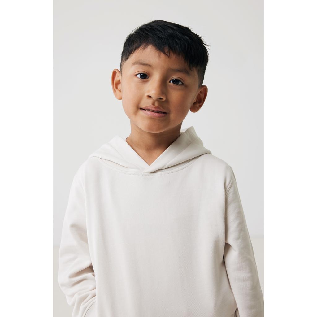 Iqoniq Yengo kids recycled cotton hoodie with sidepockets ivory white 11 - 12 ani