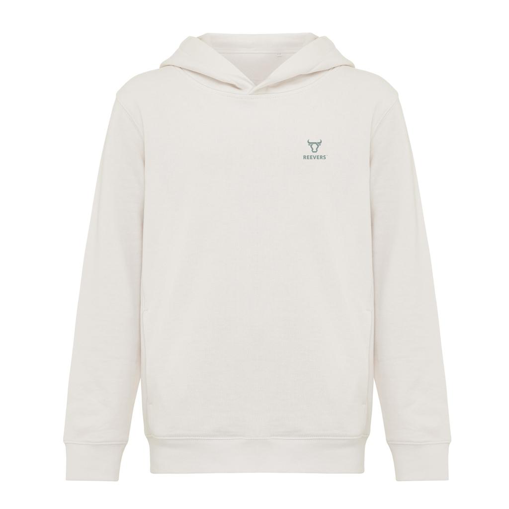 Iqoniq Yengo kids recycled cotton hoodie with sidepockets ivory white 11 - 12 ani