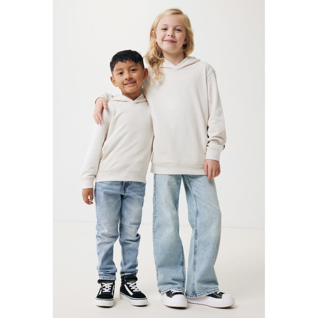 Iqoniq Yengo kids recycled cotton hoodie with sidepockets ivory white 11 - 12 ani