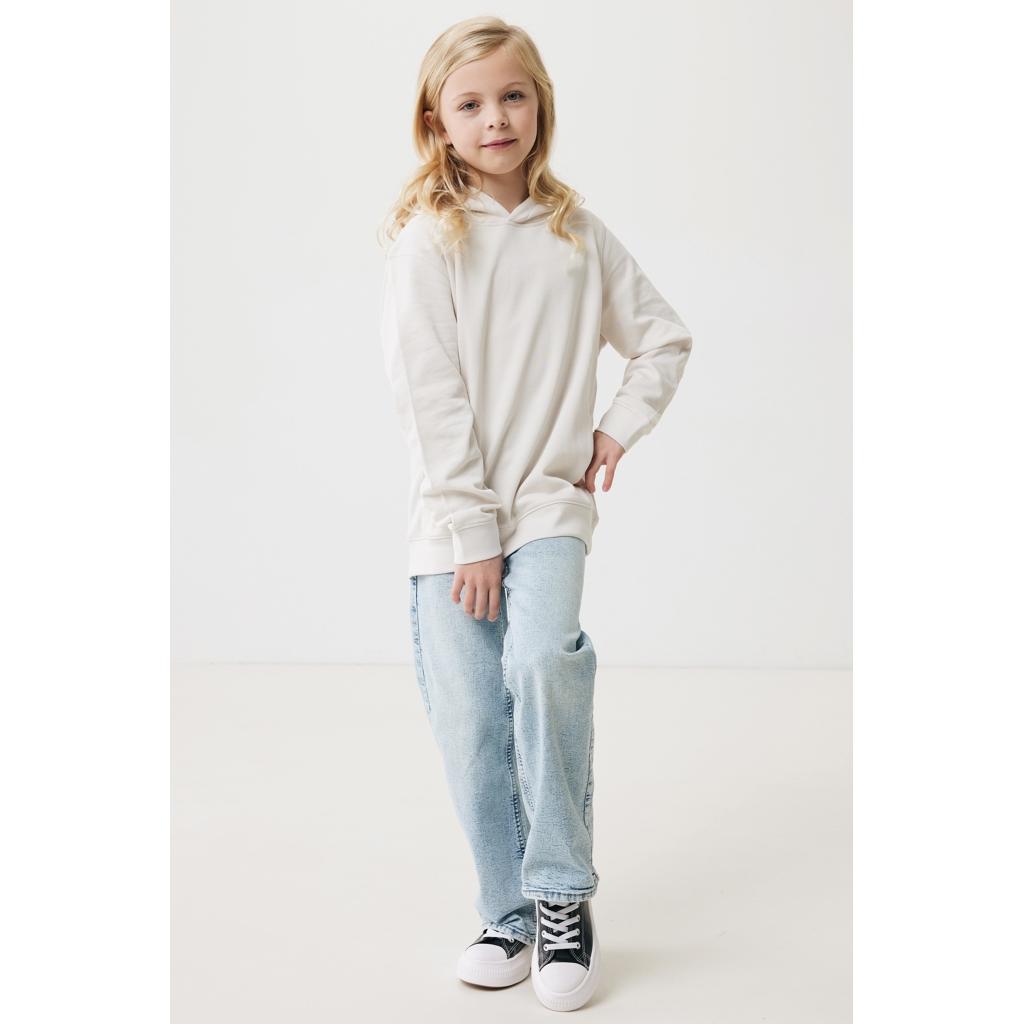 Iqoniq Yengo kids recycled cotton hoodie with sidepockets ivory white 11 - 12 ani