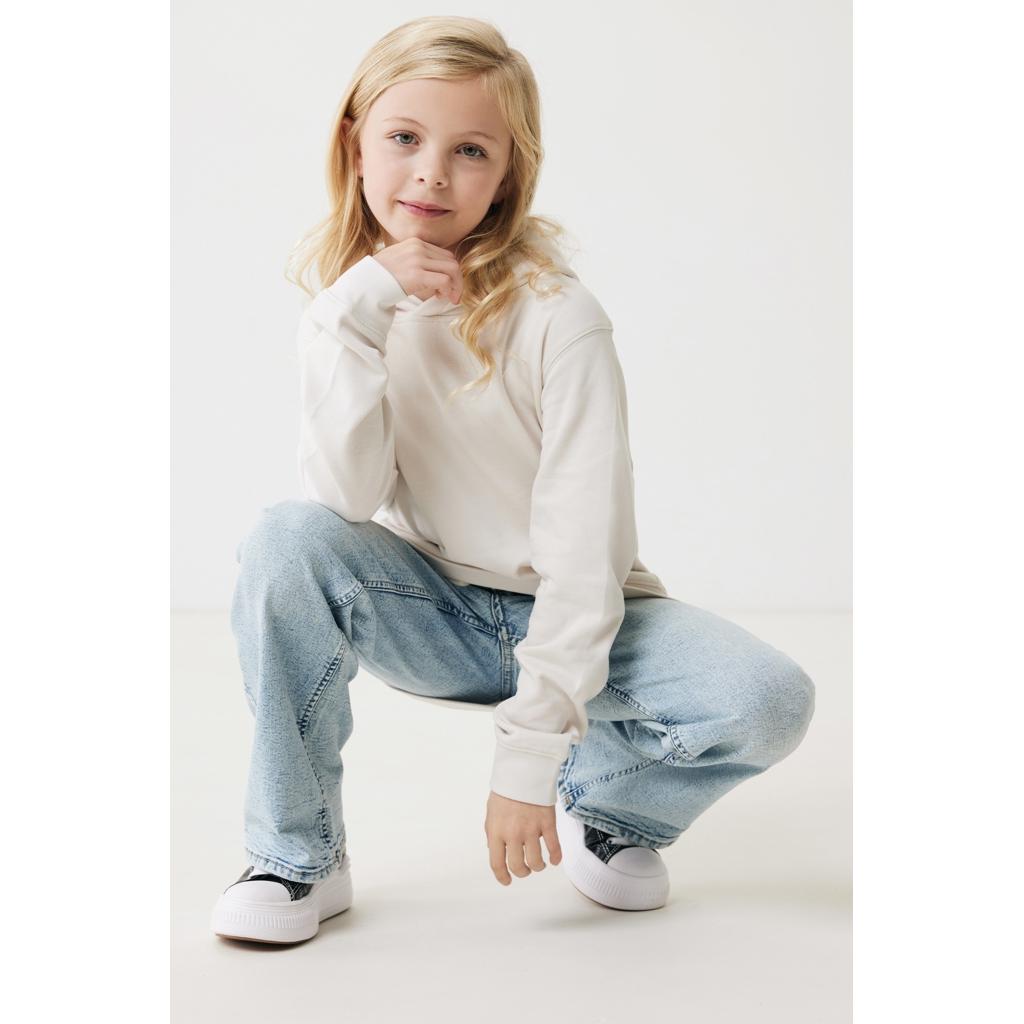 Iqoniq Yengo kids recycled cotton hoodie with sidepockets ivory white 11 - 12 ani
