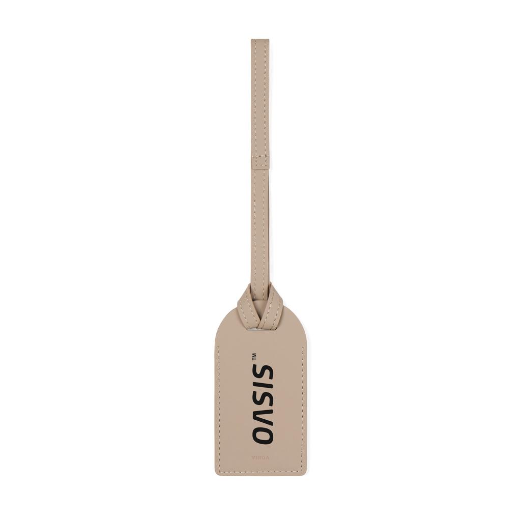 VINGA Baltimore RCS recycled polyester luggage tag greige