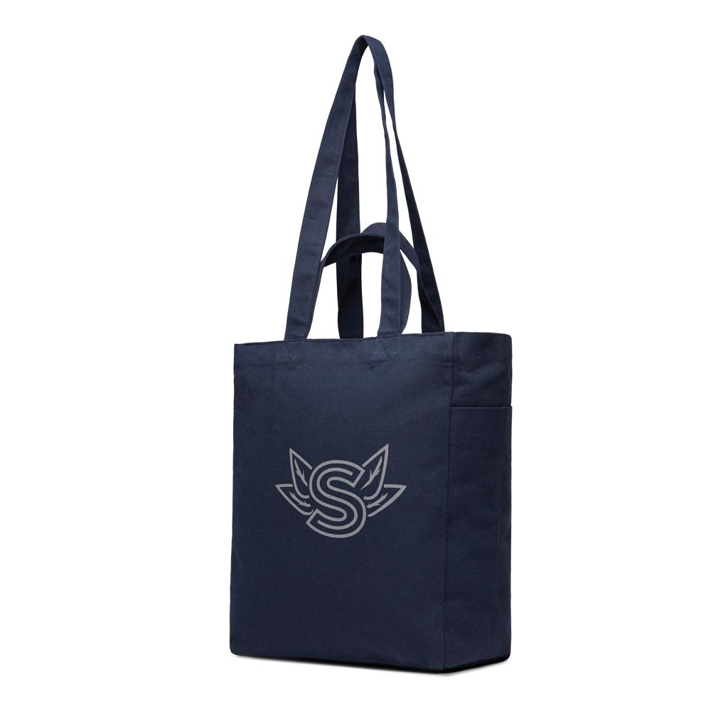 VINGA Hilo AWARE™ recycled canvas zip tote navy