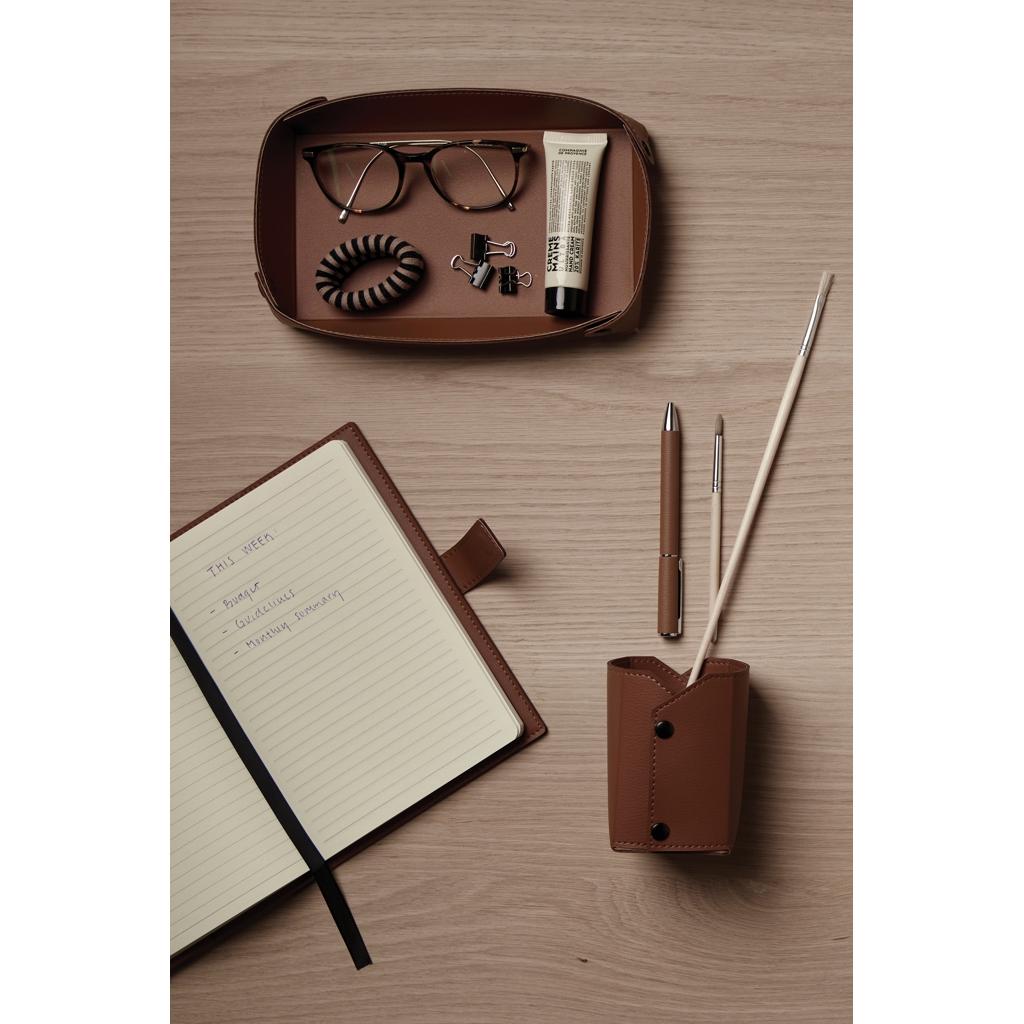VINGA Timo PU RCS RPET pen holder brown