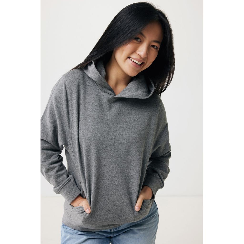 Iqoniq Yengo recycled cotton hoodie with sidepockets light heather anthracite XS
