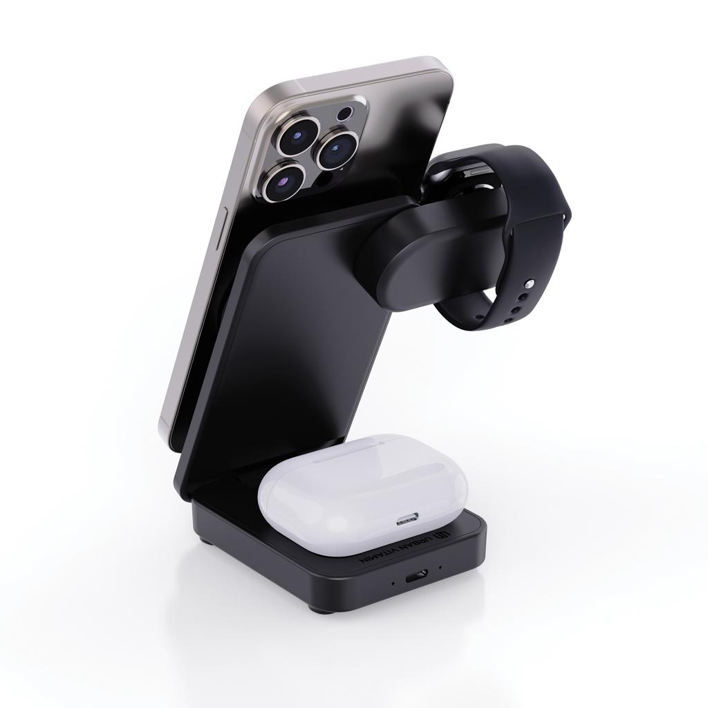 Încărcător magnetic 3 în 1 Arcadia black