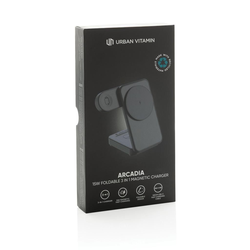 Încărcător magnetic 3 în 1 Arcadia black