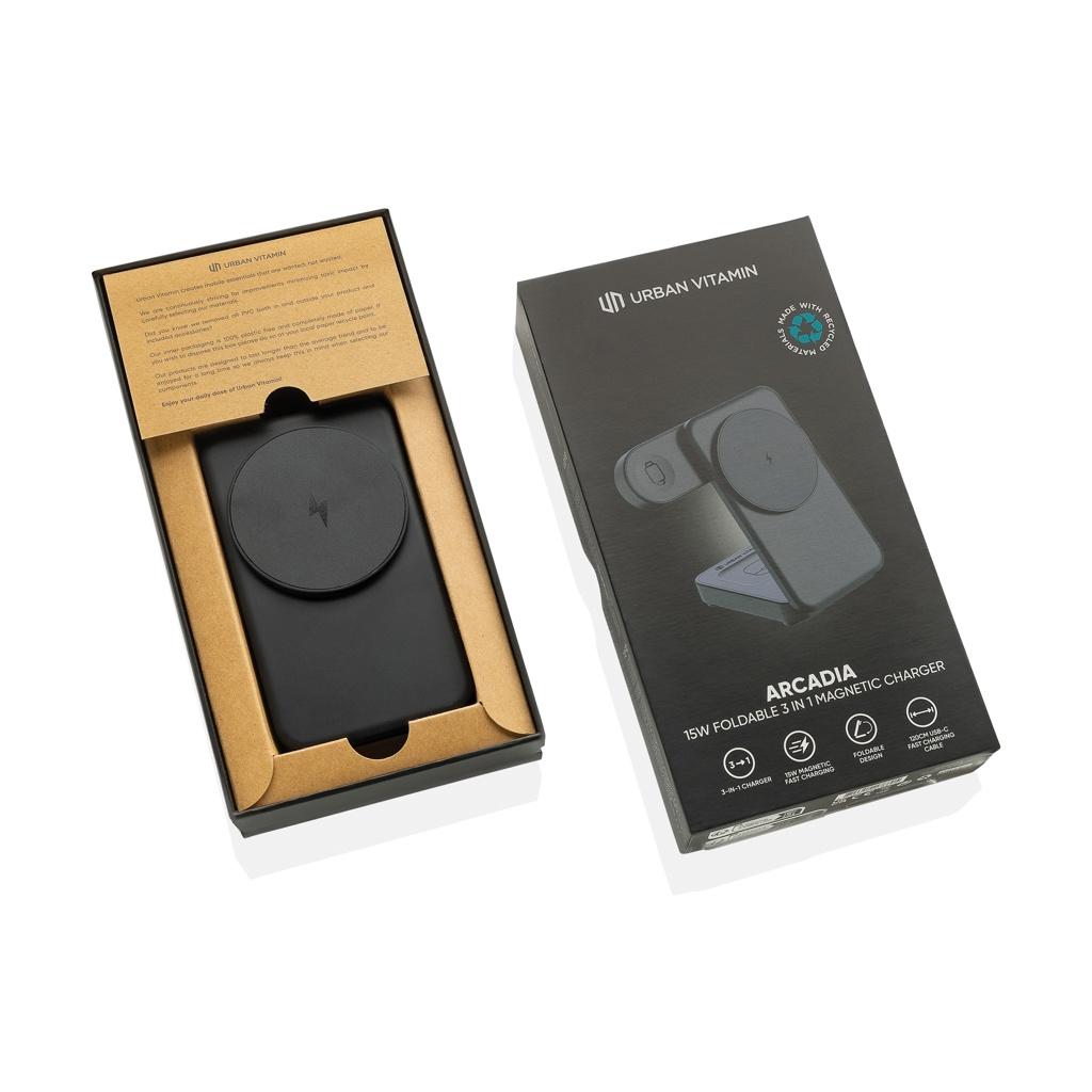 Încărcător magnetic 3 în 1 Arcadia black