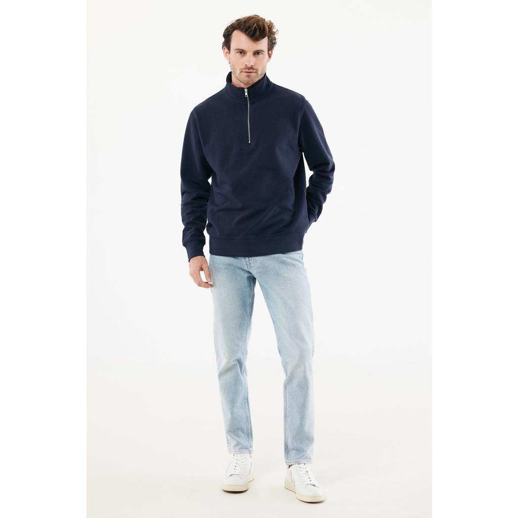 Pulover bumbac Iqoniq Elgon navy 3XL