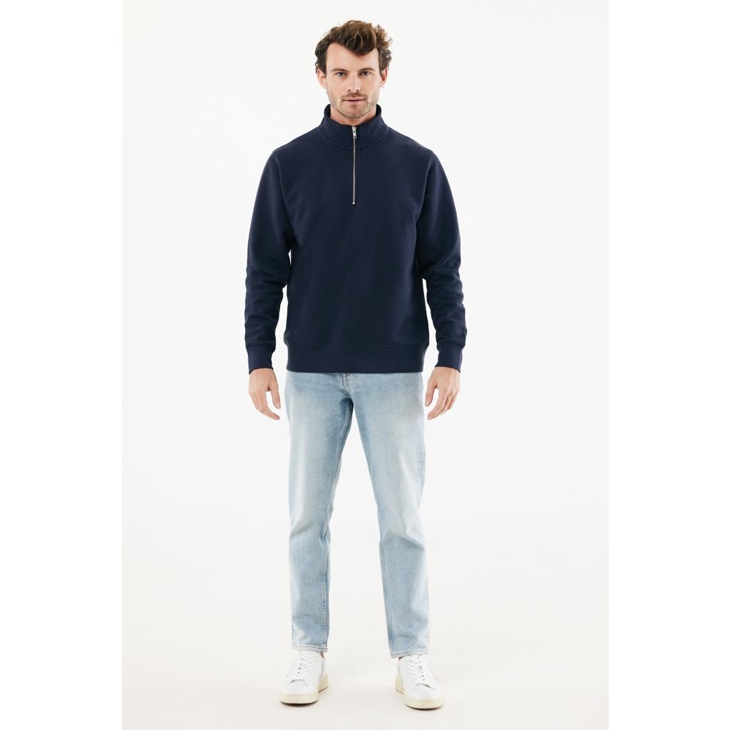 Pulover bumbac Iqoniq Elgon navy 3XL