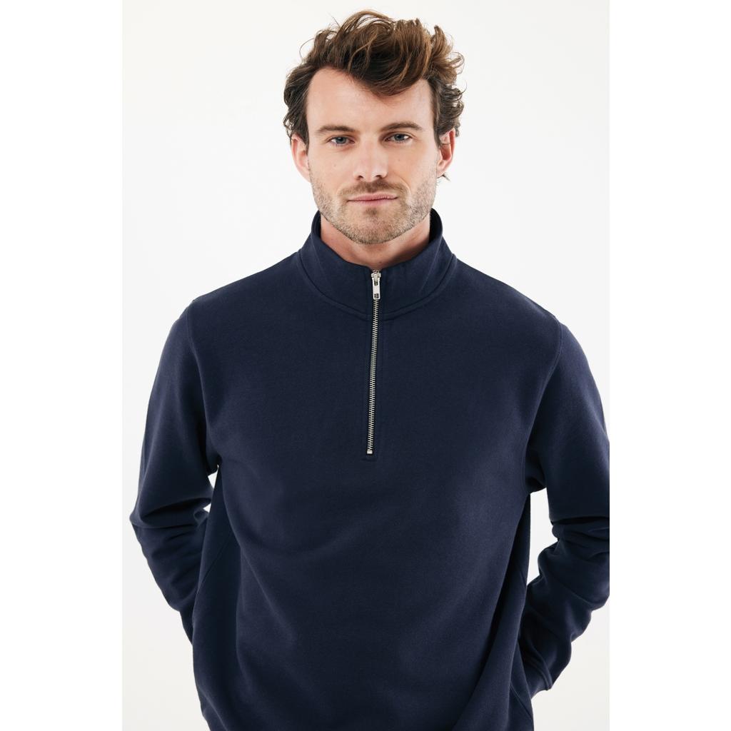Pulover bumbac Iqoniq Elgon navy 3XL