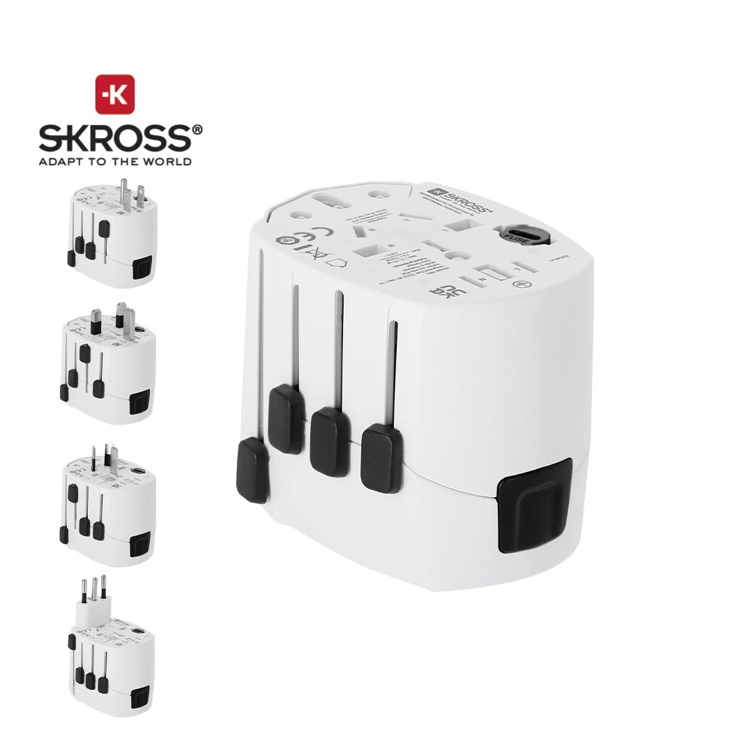 Adaptor universal de călătorie Skross PRO 3-POLE alb