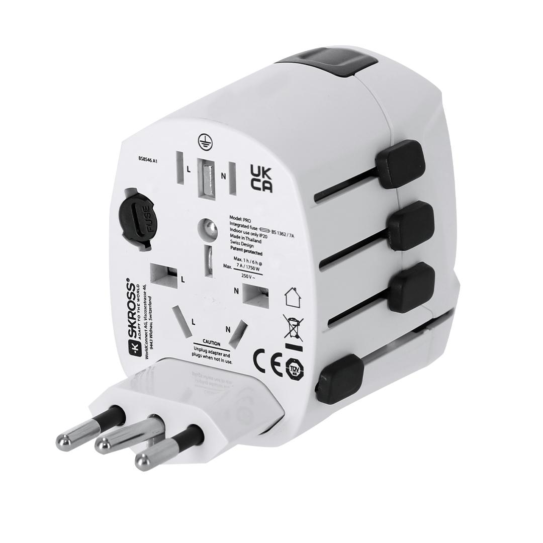 Adaptor universal de călătorie Skross PRO 3-POLE alb